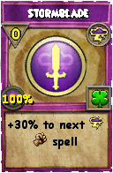 Wizard101 Storm spell card: Stormblade, Spell ID 2340