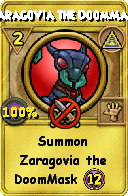 Wizard101 Myth spell card: Zaragovia the DoomMask, Spell ID 2043