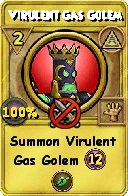 Wizard101 Myth spell card: Virulent Gas Golem, Spell ID 2112