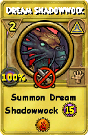 Wizard101 Myth spell card: Dream Shadowwock, Spell ID 2044