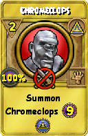 Wizard101 Myth spell card: Chromeclops, Spell ID 2092