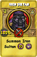 Wizard101 Myth spell card: Iron Sultan, Spell ID 2159