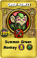 Wizard101 Myth spell card: Green Monkey, Spell ID 2029