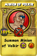 Wizard101 Myth spell card: Minion of Volkir, Spell ID 2834
