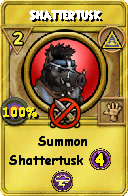 Wizard101 Myth spell card: Shattertusk, Spell ID 2745