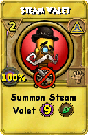 Wizard101 Myth spell card: Steam Valet, Spell ID 2384