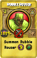 Wizard101 Myth spell card: Rubble Rouser, Spell ID 2214