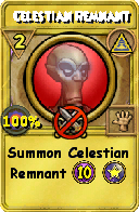 Wizard101 Myth spell card: Celestian Remnant, Spell ID 2693