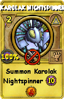 Wizard101 Myth spell card: Karolak Nightspinner, Spell ID 2373