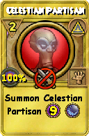 Wizard101 Myth spell card: Celestian Partisan, Spell ID 2678