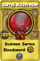 Wizard101 Myth spell card: Servus Bloodsword, Spell ID 2176