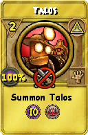 Wizard101 Myth spell card: Talos, Spell ID 2599