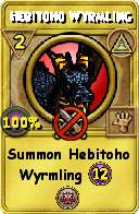 Wizard101 Myth spell card: Hebitoho Wyrmling, Spell ID 2752