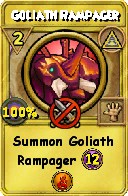 Wizard101 Myth spell card: Goliath Rampager, Spell ID 2382