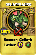 Wizard101 Myth spell card: Goliath Lasher, Spell ID 2597