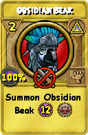 Wizard101 Myth spell card: Obsidian Beak, Spell ID 2676