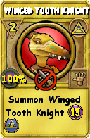 Wizard101 Myth spell card: Winged Tooth Knight, Spell ID 2764