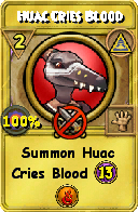 Wizard101 Myth spell card: Huac Cries Blood, Spell ID 2684