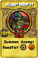 Wizard101 Myth spell card: Acampi Reedfist, Spell ID 2177