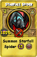 Wizard101 Myth spell card: Starfall Spider, Spell ID 2797
