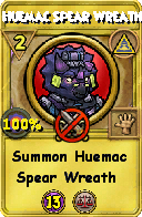Wizard101 Myth spell card: Huemac Spear Wreath, Spell ID 2180