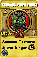 Wizard101 Myth spell card: Tezomoc Stone Singer, Spell ID 2433