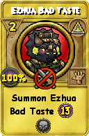 Wizard101 Myth spell card: Ezhua Bad Taste, Spell ID 2577