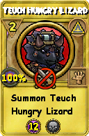 Wizard101 Myth spell card: Teuch Hungry Lizard, Spell ID 2803