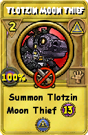 Wizard101 Myth spell card: Tlotzin Moon Thief, Spell ID 2217