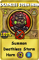 Wizard101 Myth spell card: Deathless Storm Horn, Spell ID 2385