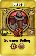 Wizard101 Myth spell card: Belloq, Spell ID 2273