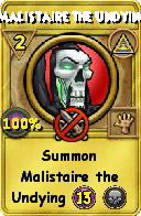 Wizard101 Myth spell card: Malistaire the Undying, Spell ID 2194