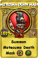 Wizard101 Myth spell card: Motecuma Death Mask, Spell ID 2758