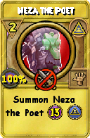 Wizard101 Myth spell card: Neza the Poet, Spell ID 2941