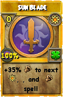 Wizard101 Sun spell card: Sun Blade, Spell ID 2237
