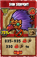 Wizard101 Fire spell card: Sun Serpent, Spell ID 2739