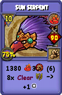 Wizard101 Fire spell card: Sun Serpent, Spell ID 2733