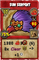 Wizard101 Fire spell card: Sun Serpent, Spell ID 2733