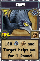 Wizard101 Shadow spell card: Crow, Spell ID 2568