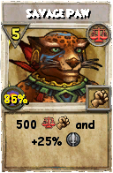 Wizard101 Balance spell card: Savage Paw, Spell ID 2165