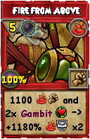 Wizard101 Fire spell card: Fire from Above, Spell ID 2561