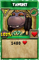 Wizard101 Life spell card: Taweret, Spell ID 2392