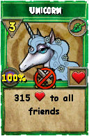 Wizard101 Life spell card: Unicorn, Spell ID 2086