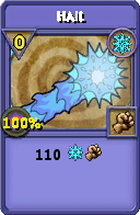 Wizard101 Ice spell card: Hail, Spell ID 2008