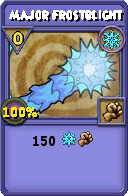 Wizard101 Ice spell card: Major Frostblight, Spell ID 2013