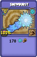 Wizard101 Ice spell card: Snowburst, Spell ID 2015
