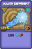 Wizard101 Ice spell card: Major Snowburst, Spell ID 2005