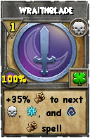 Wizard101 Death spell card: Wraithblade, Spell ID 2864