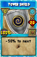 Wizard101 Ice spell card: Tower Shield, Spell ID 3751