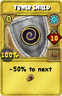 Wizard101 Ice spell card: Tower Shield, Spell ID 3752